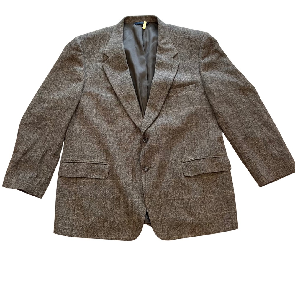 Brooks Brothers Camel‎ Hair Blazer Brown Herringbone Windowpane Sport Coat USA